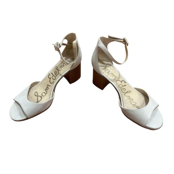 Sam Edelman Ankle Strap Open Toe Heels Sandals White 6.5 - Picture 1 of 6